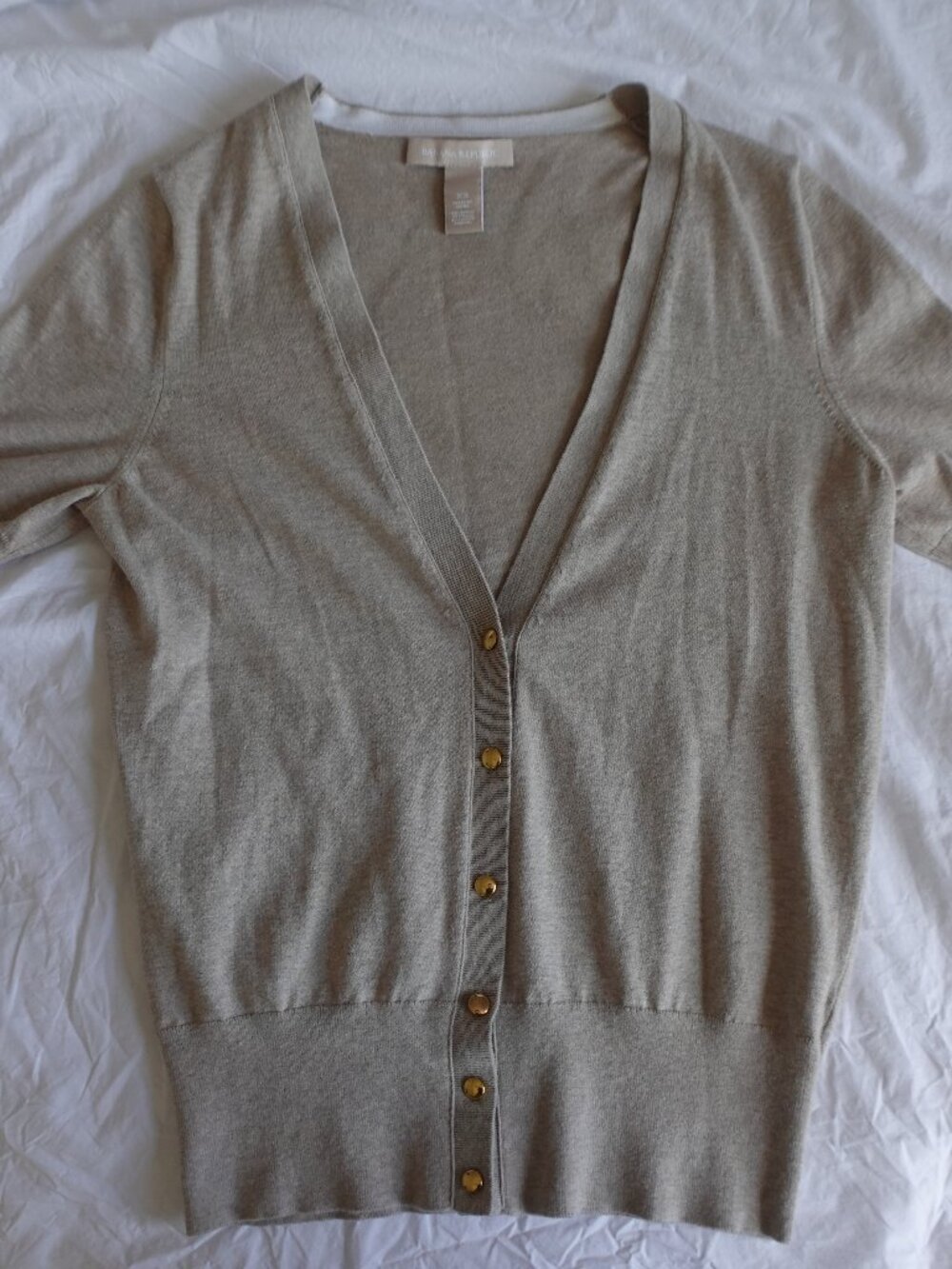 Banana Republic Short Sleeve Cotton Cardigan with Gold Buttons